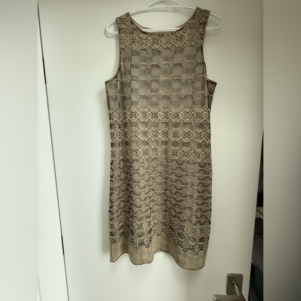 Max Studio Geometric Patterned Midi Dress - Tan